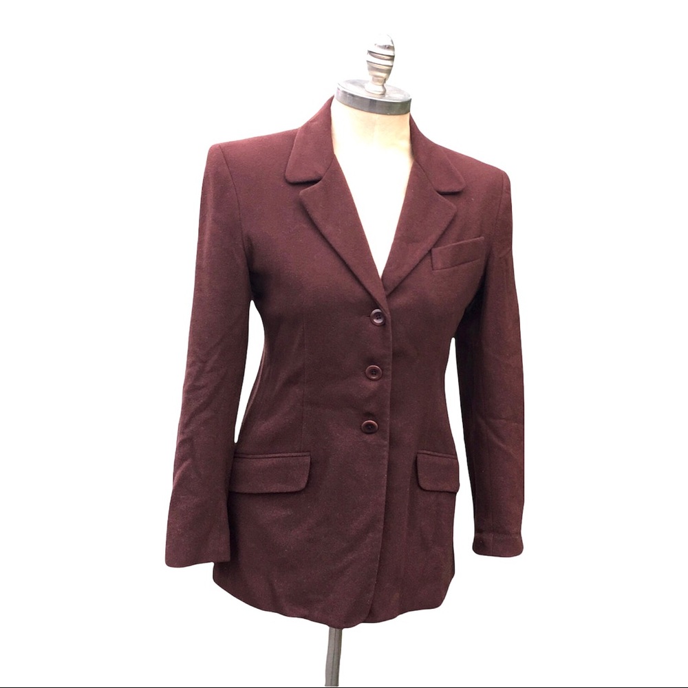 Vintage Designer Henri Bendel Brown Lined Wool Blazer Jacket Soft Cashmere 1104